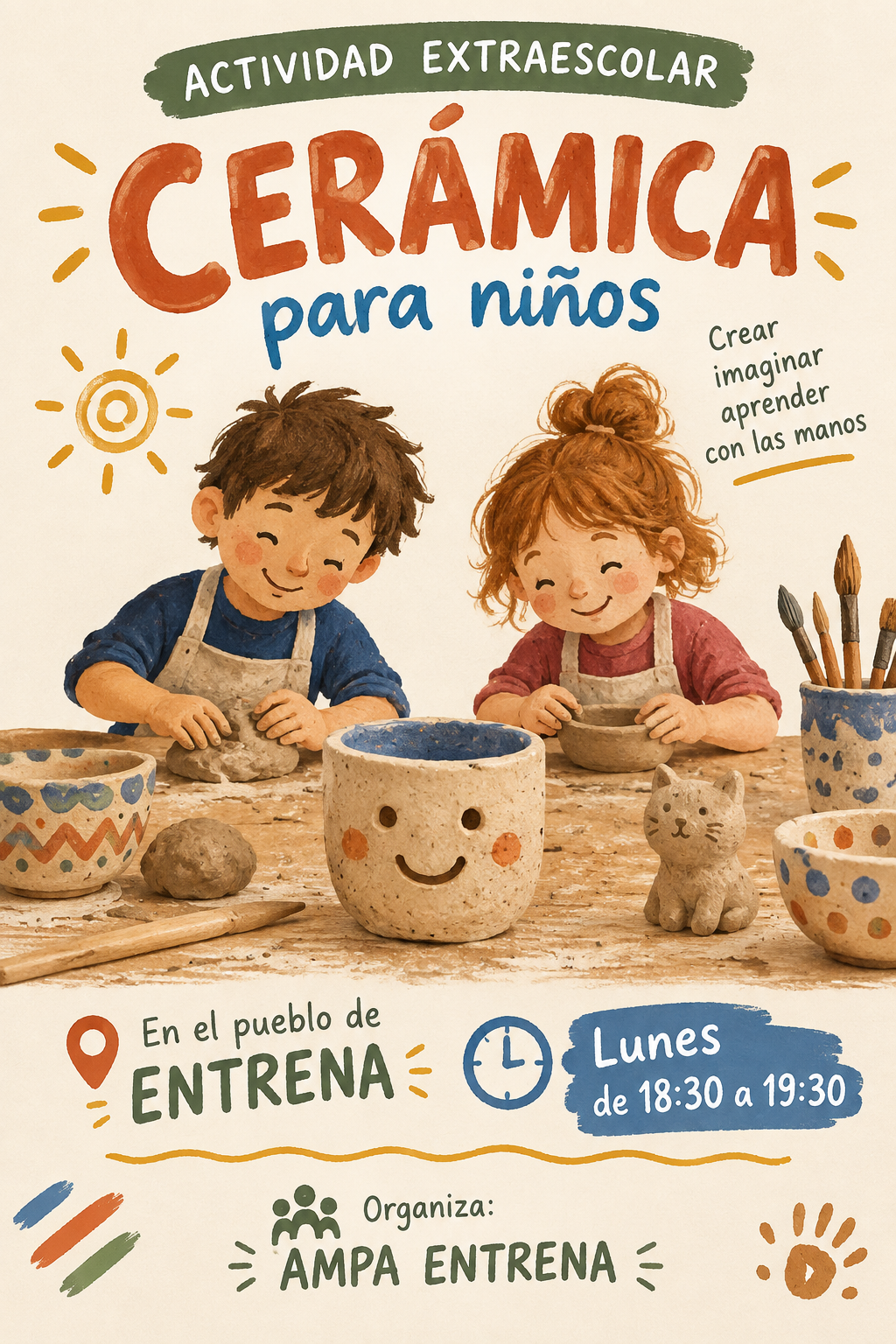 Curso 26-27 Extraescolar Entrena .- Alfarería y Cerámica Infantil.- Organiza AMPA de Entrena